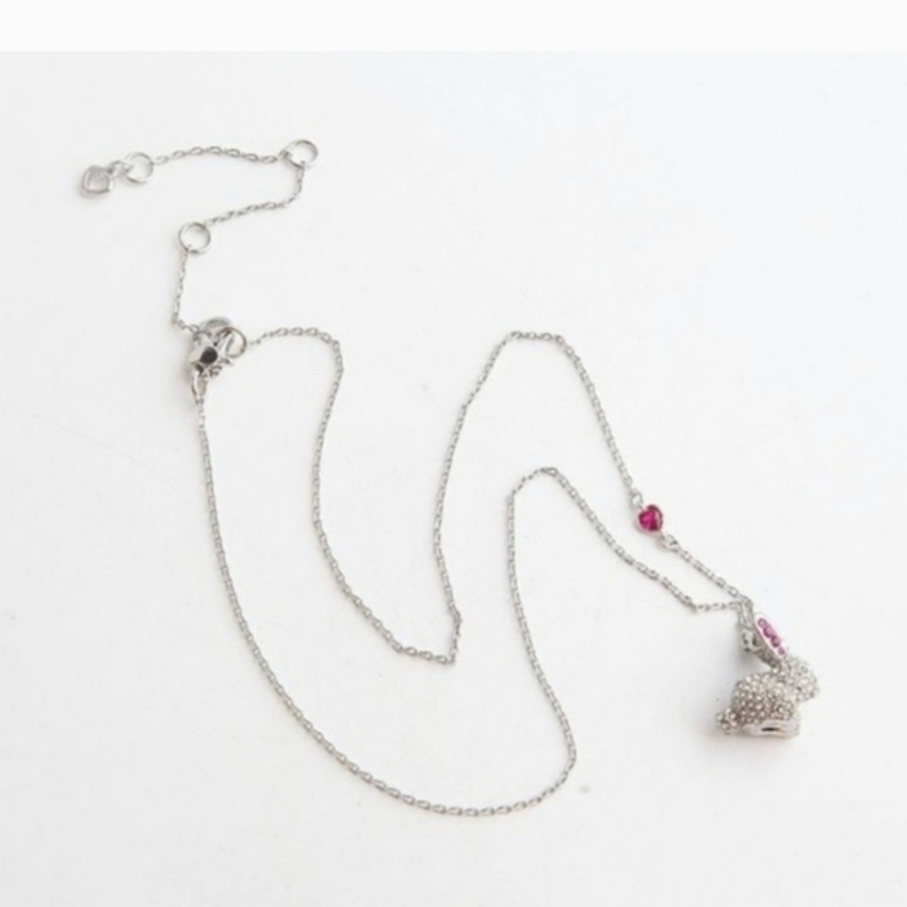 Kate Spade Silver Bunny Pendant Necklace with Pink Accents - Picture 7 of 9